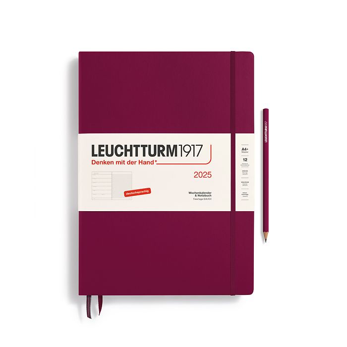 Wochenkalender & Notizbuch Master (A4+) 2025, Port Red, Deutsch