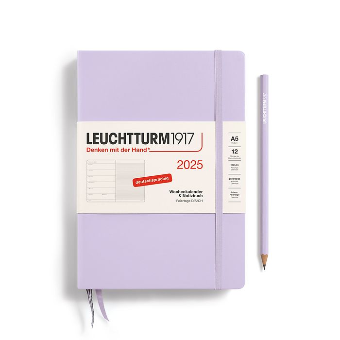 Wochenkalender & Notizbuch Medium (A5) 2025, Lilac, Deutsch