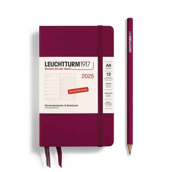 Wochenkalender & Notizbuch Pocket (A6) 2025, Port Red, Deutsch