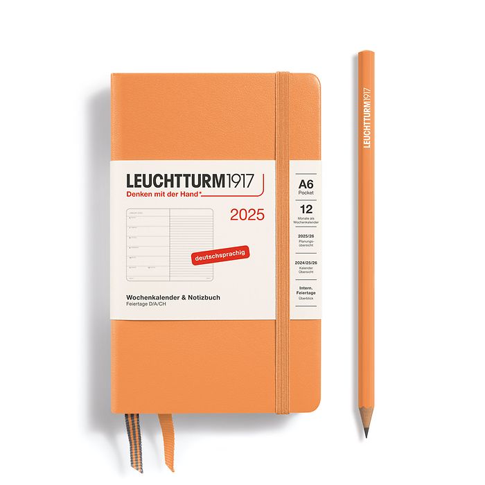 Wochenkalender & Notizbuch Pocket (A6) 2025, Apricot, Deutsch