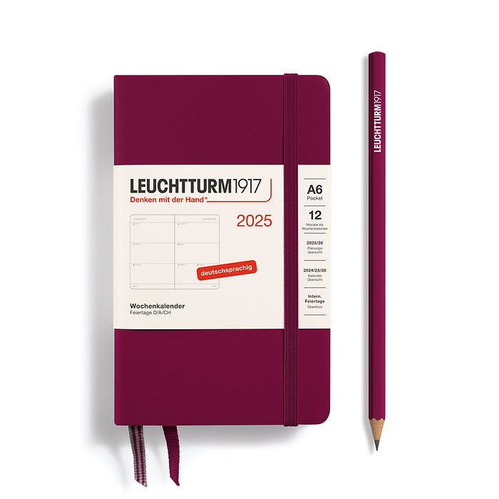 Wochenkalender Pocket (A6) 2025, Port Red, Deutsch