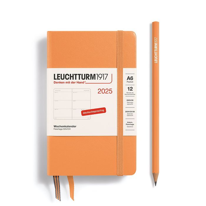 Wochenkalender Pocket (A6) 2025, Apricot, Deutsch