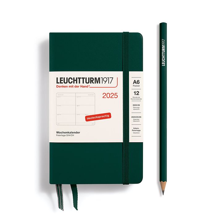 Wochenkalender Pocket (A6) 2025, Forest Green, Deutsch