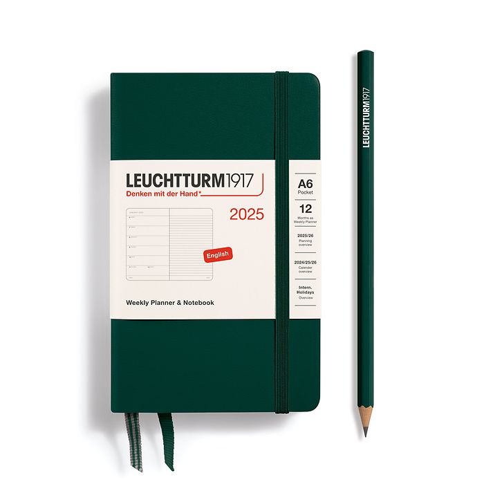 Wochenkalender & Notizbuch Pocket (A6) 2025, Forest Green, Englisch