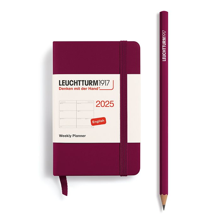 Wochenkalender Mini (A7) 2025, Port Red, Englisch