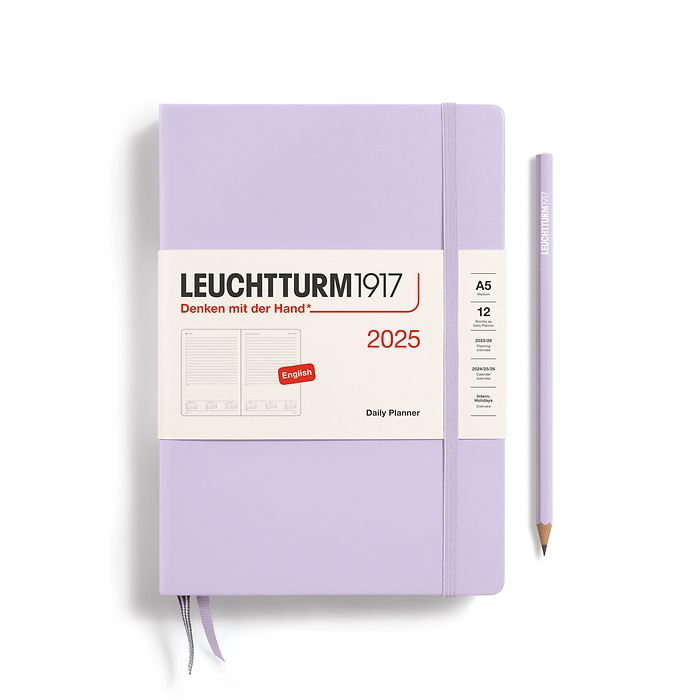 Tageskalender Medium (A5) 2025, Lilac, Englisch