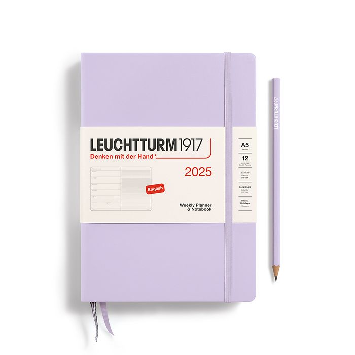 Wochenkalender & Notizbuch Medium (A5) 2025, Lilac, Englisch