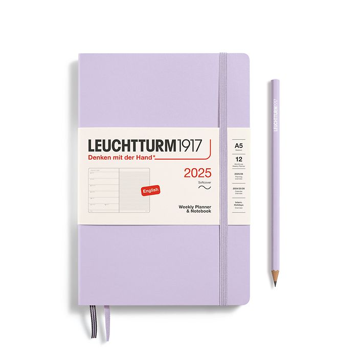 Wochenkalender & Notizbuch Medium (A5) 2025, Softcover, Lilac, Englisch