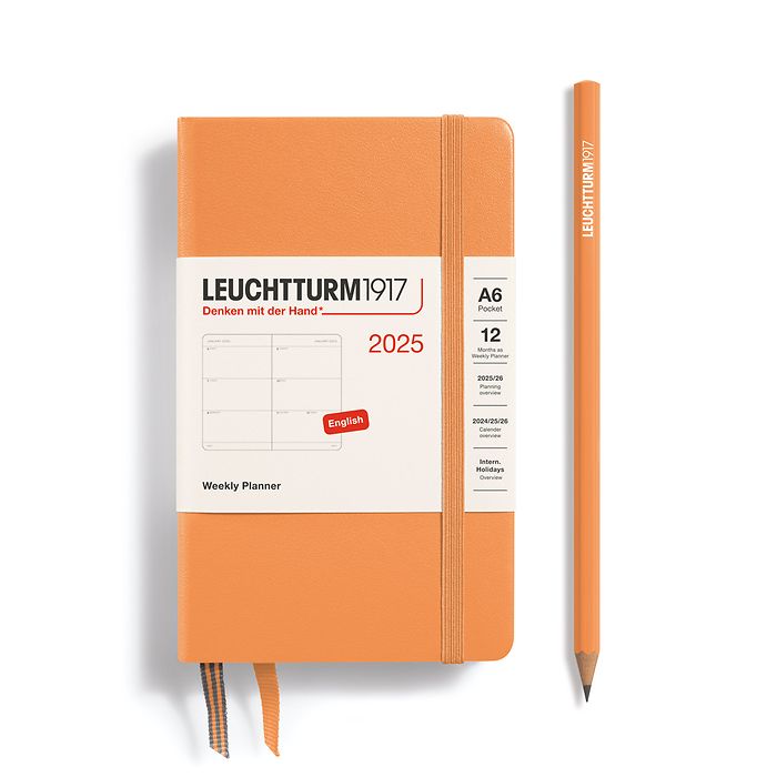 Wochenkalender Pocket (A6) 2025, Apricot, Englisch