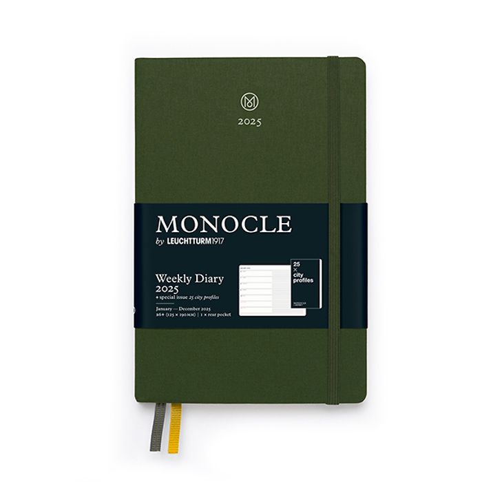 Wochenkalender & Notizbuch Monocle, Paperback (B6+) 2025, mit Extraheft, Olive,  Englisch