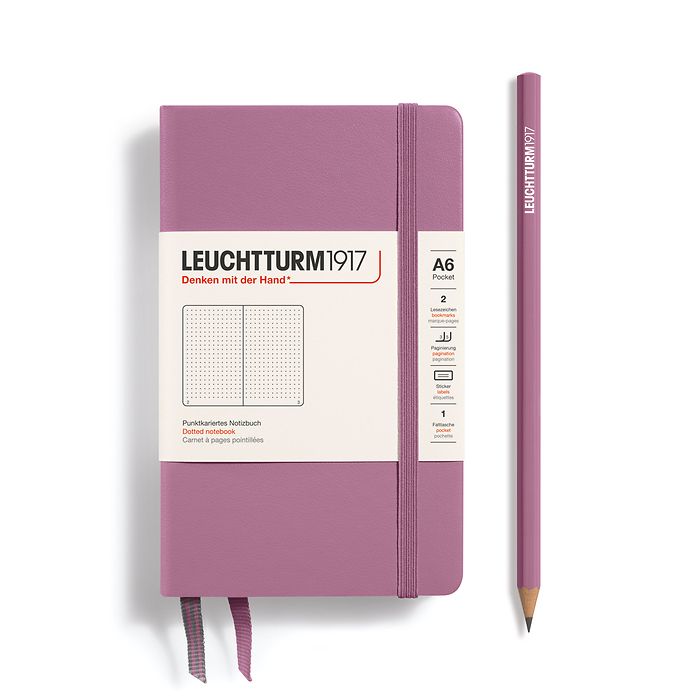 Notizbuch Pocket (A6), Hardcover, 187 nummerierte Seiten, Dusty Rose, Dotted